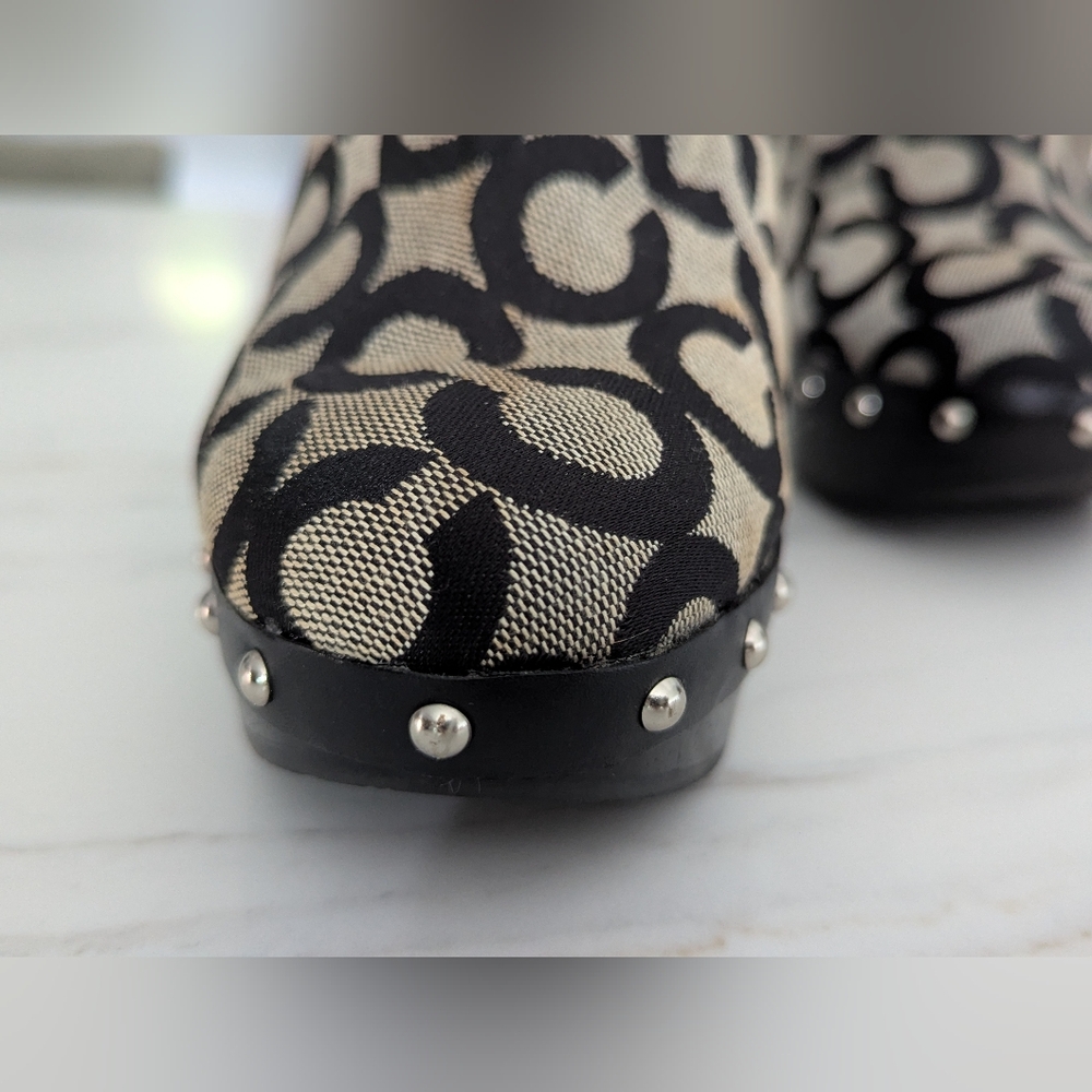 Coach Signature Canvas Mule Clogs - Black & Tan With C Monogram - Picture 9 of 16